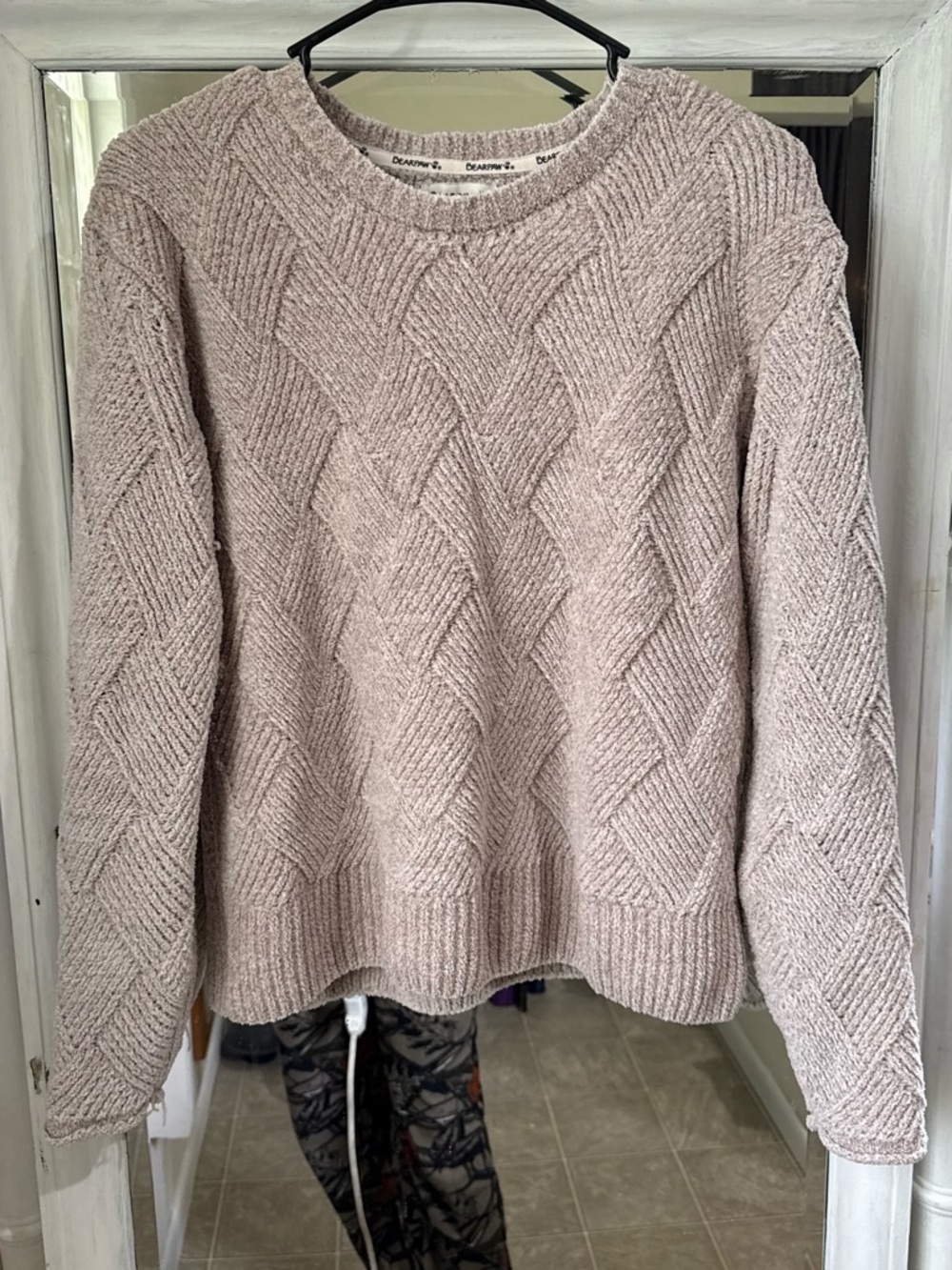 BearPaw Textured Diamond Crewneck Sweater - Light Taupe